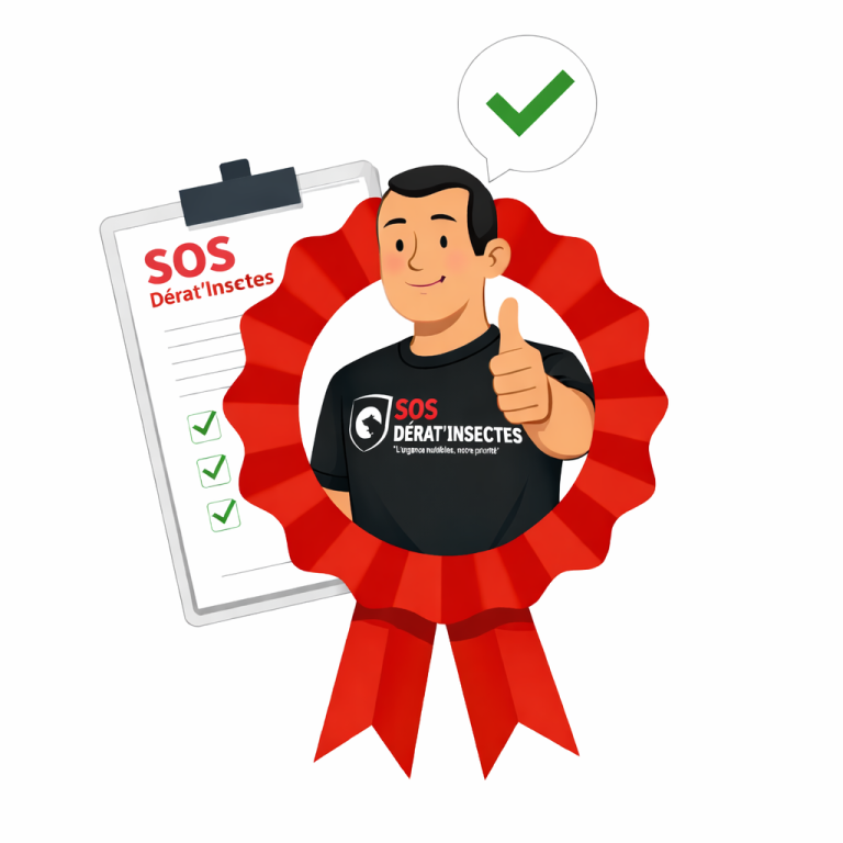 Entreprise de dératisation à Rouen – SOS Dérat’Insectes, service certifié Technicien SOS Dérat’Insectes avec checklist validée pour service de dératisation et désinsectisation à Rouen